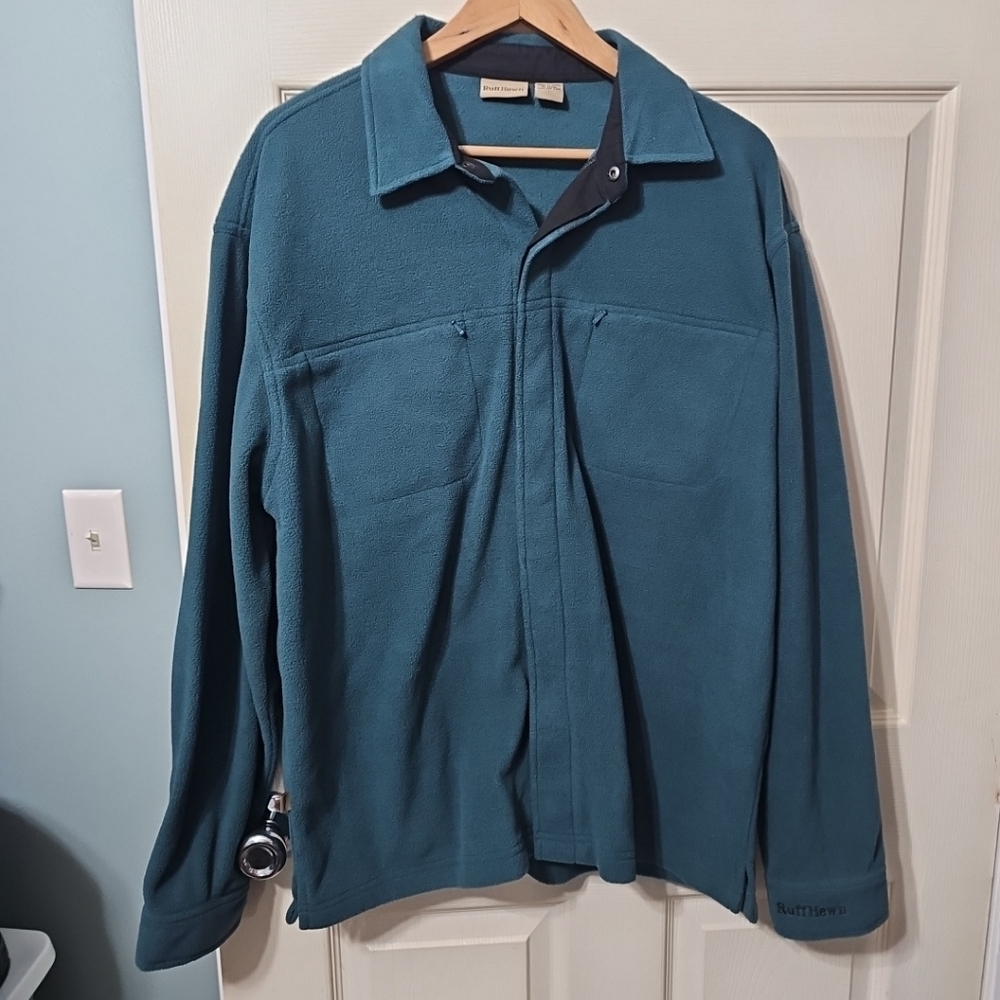 Ruff Hewn Super Soft Button Turquoise Outdoor Fleece Layer Jacket Men's L NWOT